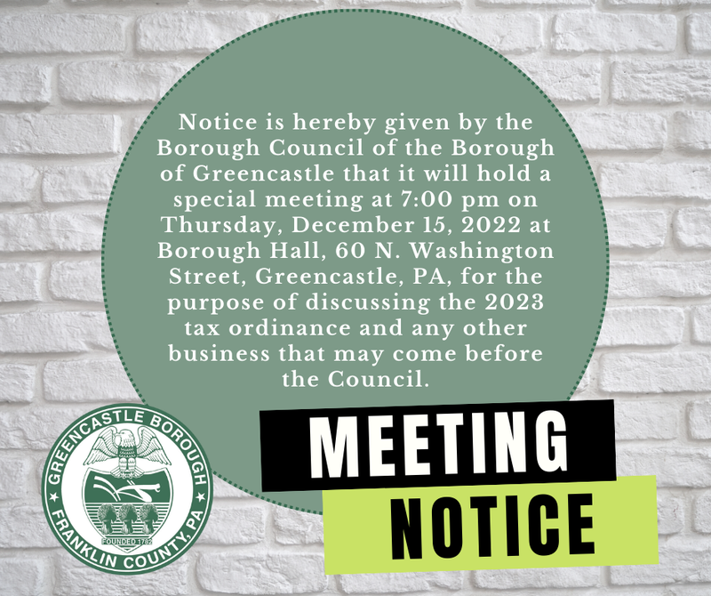 Dec Special Council Meeting Notice